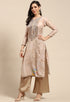 Beige Pure Muslin Embroidered Salwar Suit Material