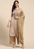 Beige Pure Muslin Embroidered Salwar Suit Material