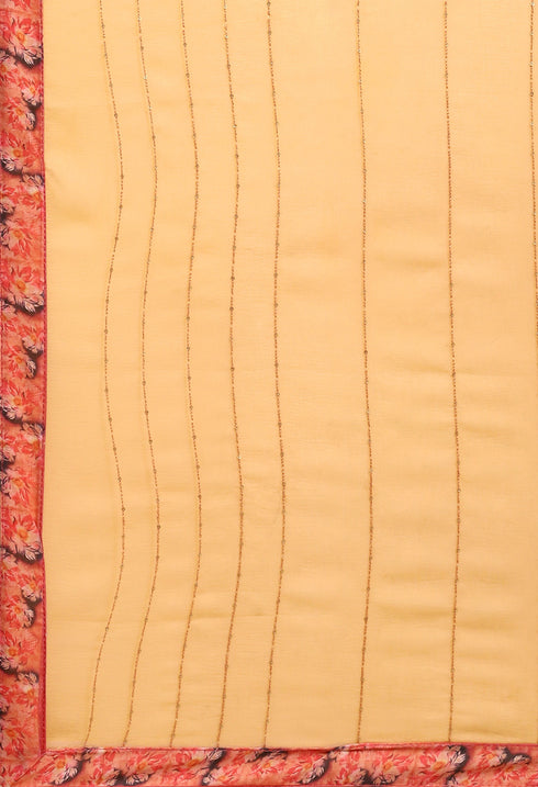 Orange Pure Muslin Embroidered Salwar Suit Material