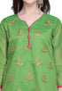 Green Cotton Embroidered Unstitched Salwar Suit Material