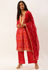 Red Banarasi silk Printed Unstitched Salwar Suit Material