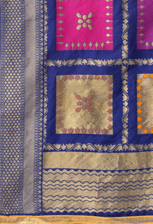 Royal Blue Heavy Silk Banarasi Weaving Work Unstitched Salwar Suit Material