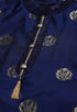 Navy Blue Heavy Silk Banarasi Woven Semi-Stitched Salwar Suit Material