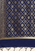 Navy Blue Heavy Silk Banarasi Woven Semi-Stitched Salwar Suit Material