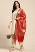 White Chanderi Silk Embellished Unstitched Salwar Suit Material