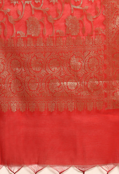 White Chanderi Silk Embellished Unstitched Salwar Suit Material