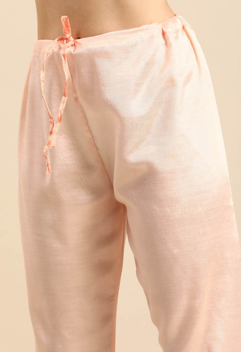 Light Pink chanderi silk Embroidered Unstitched Salwar Suit Material