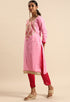 Pink Glass Cotton Embroidered Unstitched Salwar Suit Material