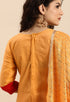 Orange Glass Cotton Embroidered Unstitched Salwar Suit Material