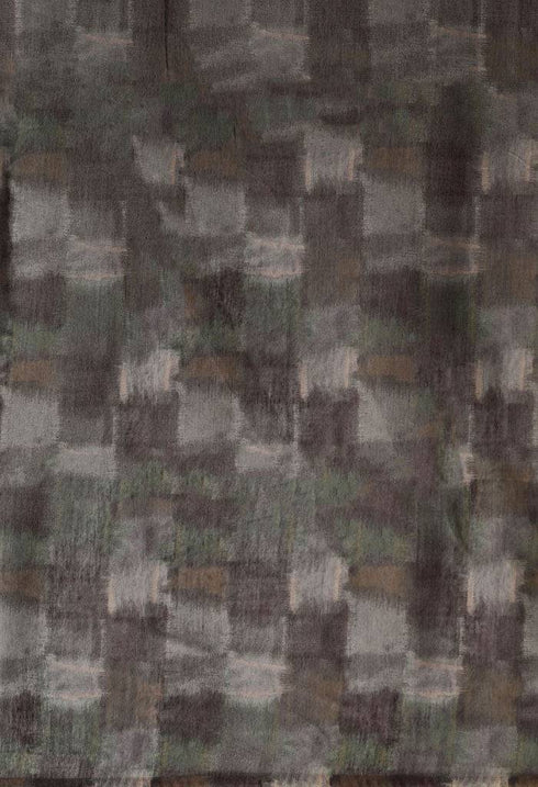 Black & Grey Cotton Silk Kalamkari Printed Traditional Saree