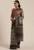 Grey Cotton Silk Kalamkari Printed Traditional Saree