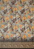 Grey Cotton Silk Kalamkari Printed Traditional Saree