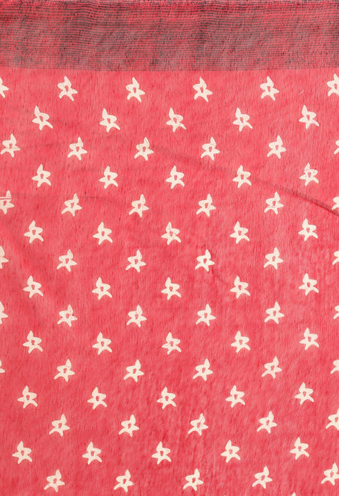 Red Maheshwari Silk Printed Traditional Saree