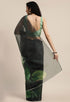 Bottle Green Organza  Printed Traditional Saree