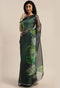 Bottle Green Organza  Printed Traditional Saree