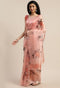 Peach Organza  Printed Traditional  Saree