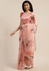 Peach Organza  Printed Traditional  Saree