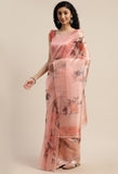 Peach Organza  Printed Traditional  Saree