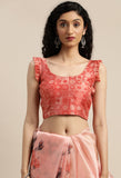 Peach Organza  Printed Traditional  Saree