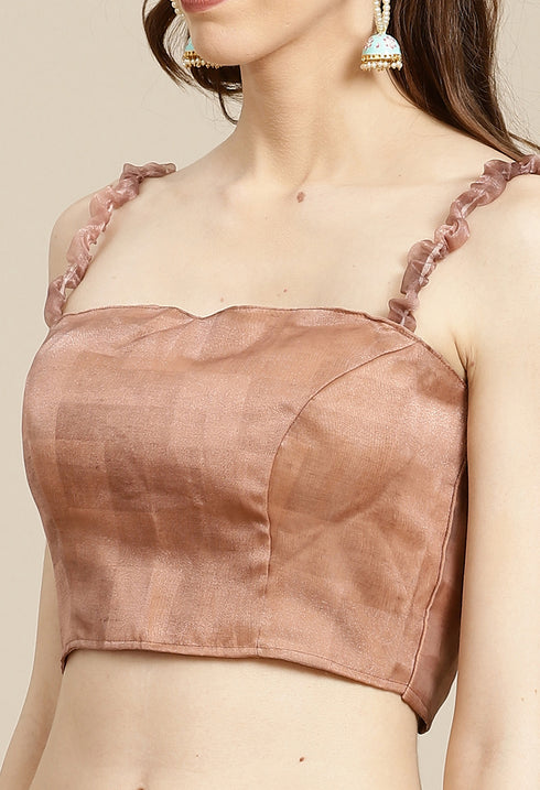 Peach Organza Digital Floral Printed Traditional  Saree