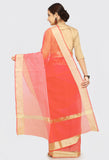 Peach Pure Cotton Zari Border Work Traditional Saree