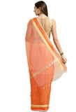 Orange kota Doria Cotton Plain Traditional Saree