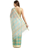 Turquoise & Beige kota Doria Cotton Printed Traditional Saree