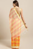 Orange & Yellow kota Doria Cotton Printed Traditional Saree