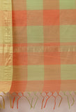 Orange & Green kota Doria Cotton Printed Traditional Saree