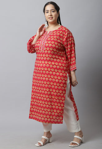 Pure Cambric Cotton Jaipuri Printed Plus Size Kurti