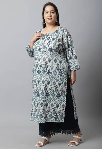 Pure Cambric Cotton Jaipuri Printed Plus Size Kurti