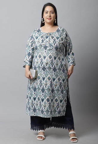 Pure Cambric Cotton Jaipuri Printed Plus Size Kurti