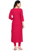 Coral Red Rayon Slub Embroidered Kurti