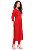 Red Rayon Slub Embroidered Kurti
