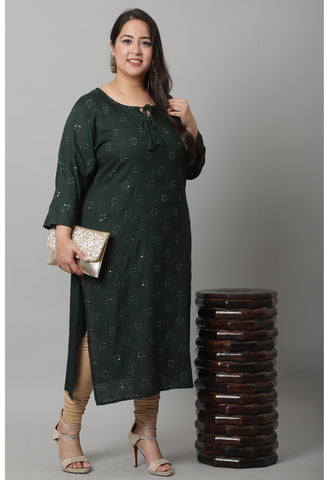 Rayon Slub Resham Embroidered Kurti