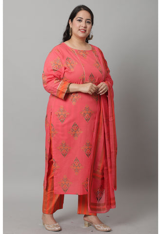 Pure Cambric Cotton Printed Kurta Set With Dupatta