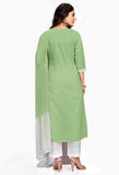 Green Pure Cambric Cotton Embroidered Kurta Set With Dupatta