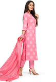 Baby Pink Pure Cambric Cotton Jaipuri Printed Kurta Set With Dupatta