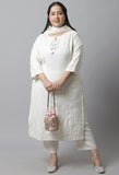 Pure Cambric Cotton Embroidered Plus Size Kurta Set With Dupatta