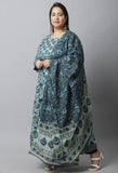 Pure Cambric Cotton Printed Plus Size Kurta Set With Dupatta