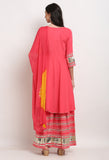 Pink Pure Cambric Cotton Floral Solid Kurta Set With Dupatta