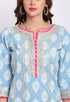 Blue Pure Cambric Cotton Floral Printed Kurta Set With Dupatta