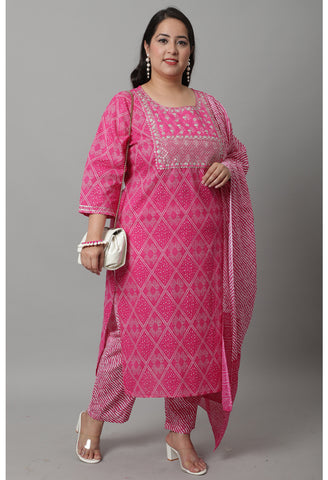 Pure Cambric Cotton Embroidered Kurta Set With Dupatta