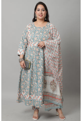 Pure Cambric Cotton Embroidered Kurta Set With Dupatta