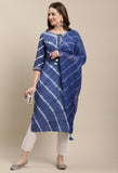 Blue Pure Cambric Cotton Embroidered Kurta Set With Dupatta