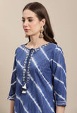 Blue Pure Cambric Cotton Embroidered Kurta Set With Dupatta