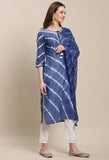 Blue Pure Cambric Cotton Embroidered Kurta Set With Dupatta