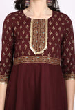 Wine Pure Cambric Cotton Floral Printed Kurta Set With Dupatta