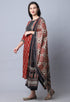 Brown & Black  Pure Cambric Cotton Jaipuri Printed Kurta Set With Dupatta
