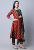 Brown & Black  Pure Cambric Cotton Jaipuri Printed Kurta Set With Dupatta